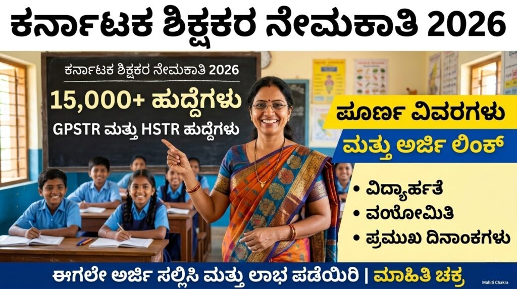 ಕರ್ನಾಟಕ ಶಿಕ್ಷಕರ ನೇಮಕಾತಿ 2026 ರ ಅಧಿಸೂಚನೆ ಮತ್ತು ಅರ್ಜಿ ಸಲ್ಲಿಸುವ ದಿನಾಂಕಗಳ ವಿವರ.