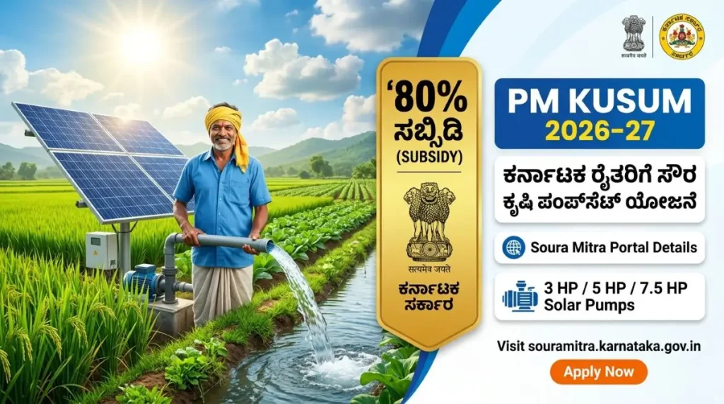 PM KUSUM Solar Pump Scheme Karnataka 2026 Soura Mitra 80 Percent Subsidy