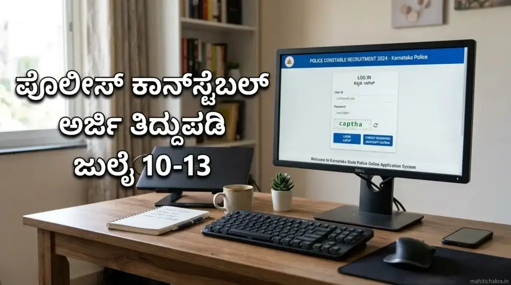 KSP Civil Police Constable Application Correction Link 2026 details in Karnataka