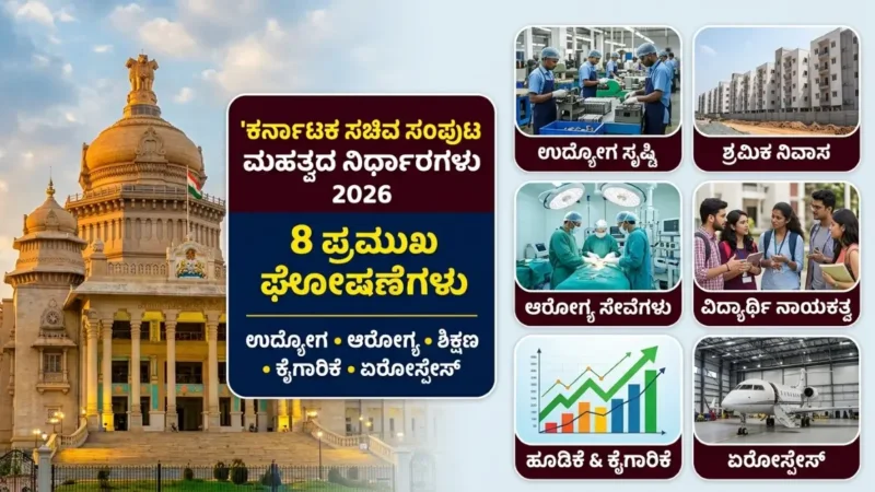 ಕರ್ನಾಟಕ ಸಚಿವ ಸಂಪುಟ ಮಹತ್ವದ ನಿರ್ಧಾರಗಳು 2026: ಉದ್ಯೋಗ ನಿಧಿ, ಶ್ರಮಿಕ ನಿವಾಸ ಸೇರಿದಂತೆ 8 ಪ್ರಮುಖ ನಿರ್ಧಾರಗಳು