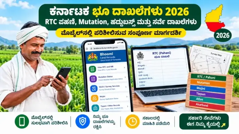 ಕರ್ನಾಟಕ ಭೂ ದಾಖಲೆಗಳು 2026: RTC ಪಹಣಿ, Mutation ಮತ್ತು ಸರ್ವೆ ಮಾಹಿತಿ