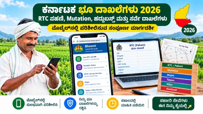 Karnataka Land Records 2026 – RTC ಪಹಣಿ, Mutation ಮತ್ತು Mojini ಆನ್‌ಲೈನ್ ಮಾಹಿತಿ